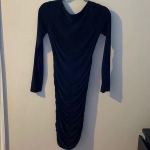 Black long sleeve , ruched dress